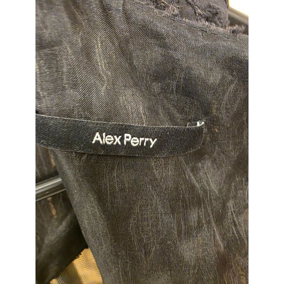 Alex Perry Black/White Midi Sheath Cocktail Dress Exposed Back Zipper Size 2 - Picture 6 of 7